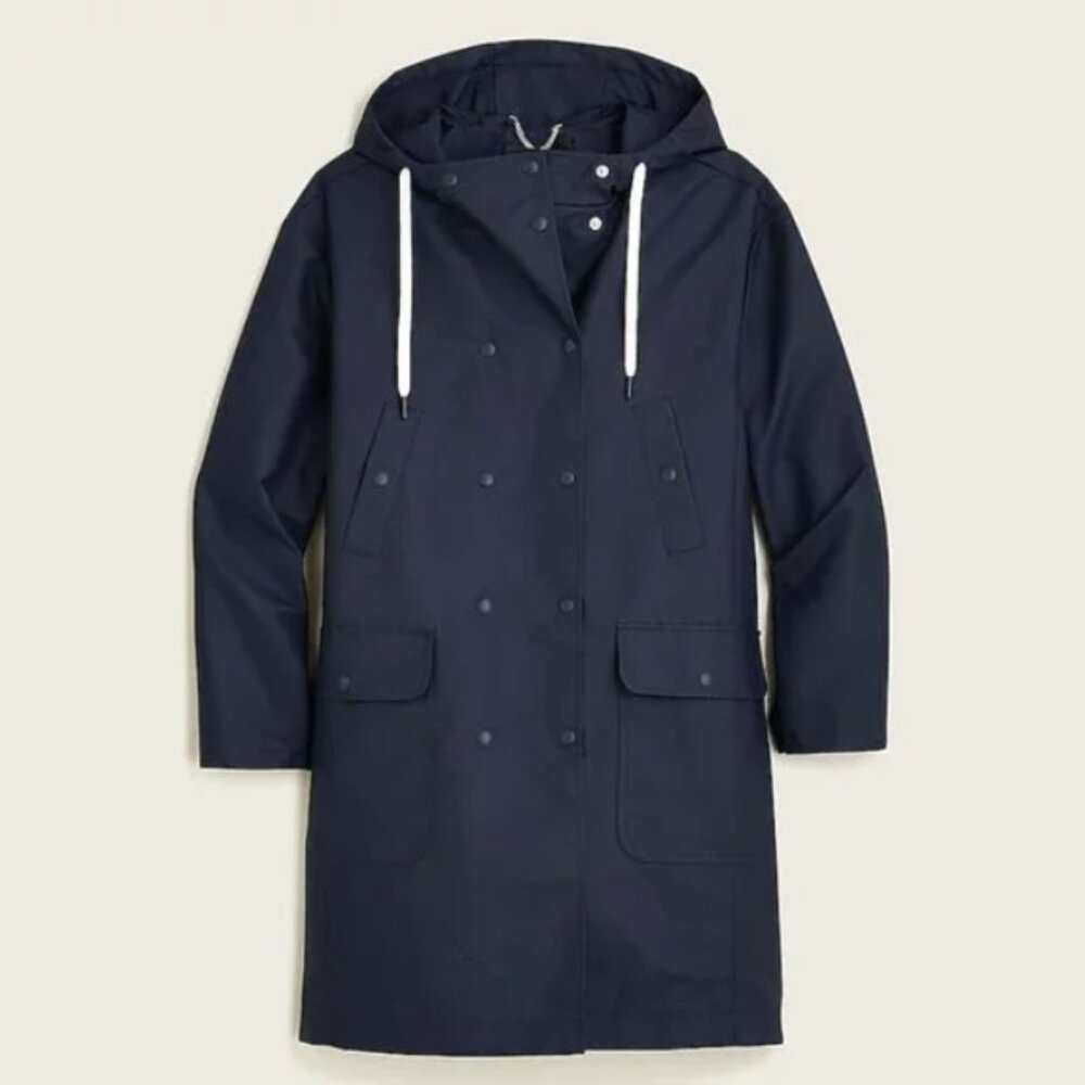 J.Crew Hooded Double-Breasted Raincoat